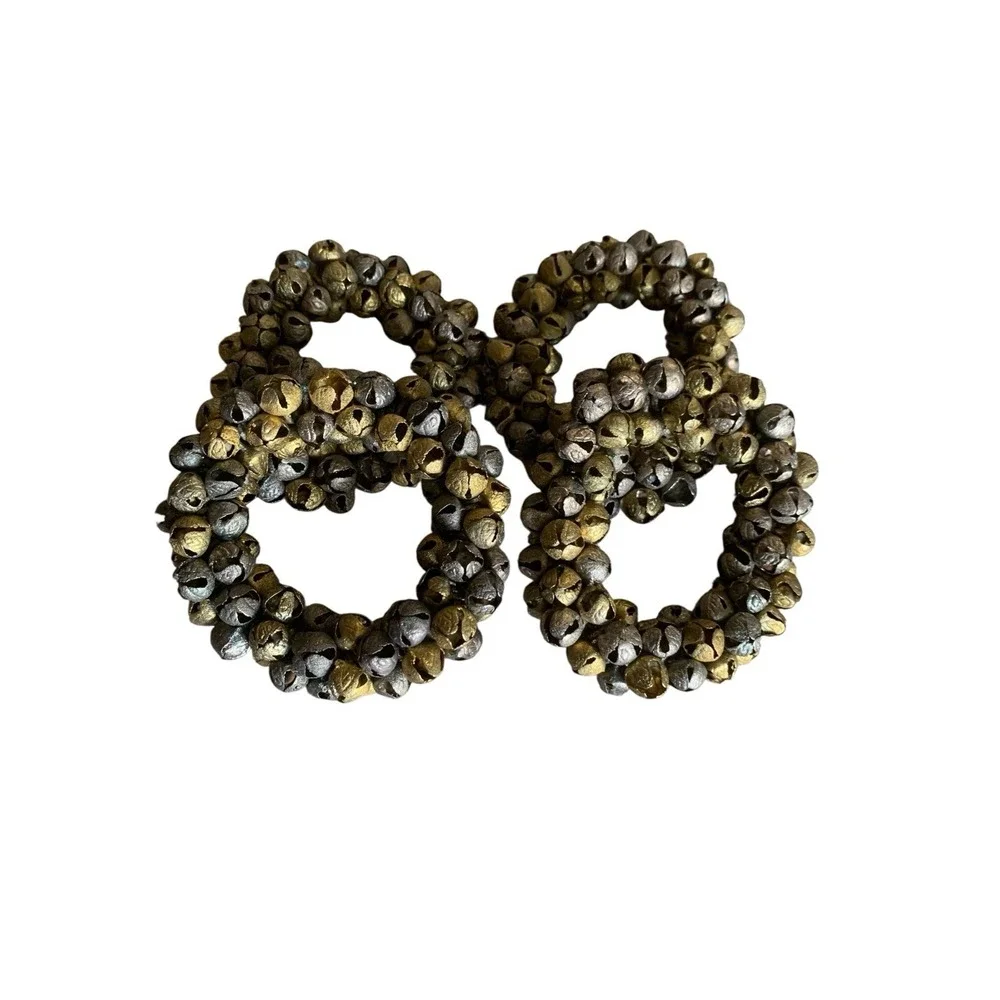 Set Of 4 Jingle Bell Wreath Napkin Rings 2.5
